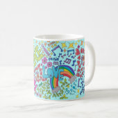 Retro Art. Friede, Liebe, Joy. Stil der 60er Kaffeetasse (VorderseiteRechts)