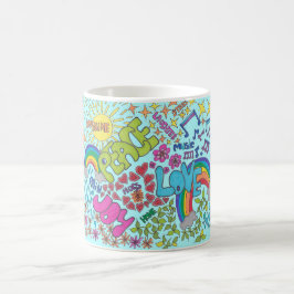 Retro Art. Friede, Liebe, Joy. Stil der 60er Kaffeetasse