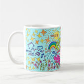 Retro Art. Friede, Liebe, Joy. Stil der 60er Kaffeetasse (Links)