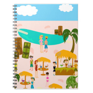Retro Art Fun Groovy Jet Set Pool Party Notizblock