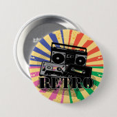 Retro Art-Ghettoblaster und -kassetten Button (Vorne & Hinten)
