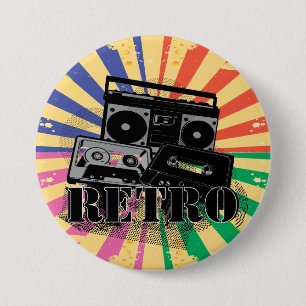 Retro Art-Ghettoblaster und -kassetten Button