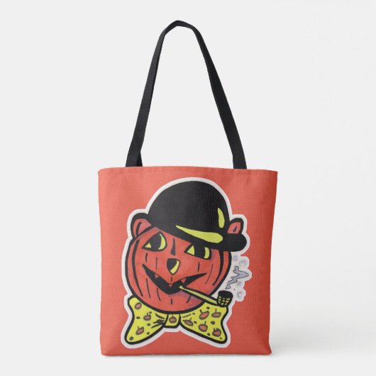 Retro Art Jack-O-Lantern Cat Halloween Pumpkin Tasche (Rückseite)