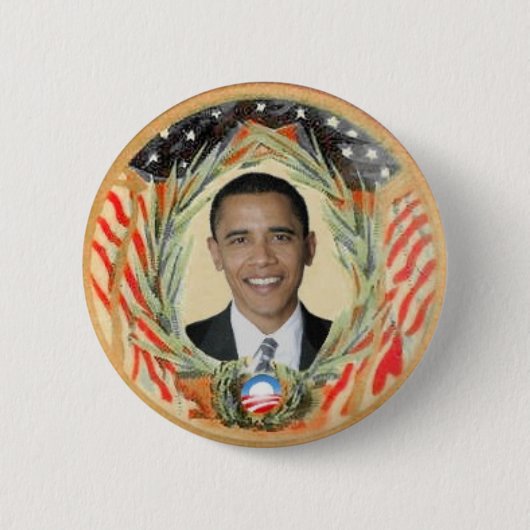 Retro Art-Knopf Obama Button (Vorderseite)
