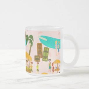Retro-Art-Lebenspoolparty-Charakterillustration Mattglastasse