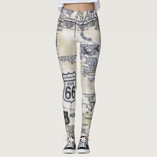Retro Art-Leggings des Weg-66 Leggings (Vorderseite)