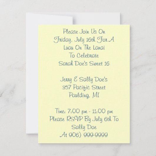 Retro Art Luau Pool-Party-Gras-Rock-Einladung Einladung (Rückseite)