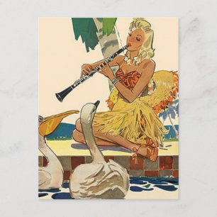 Retro Art Luau Pool-Party-Gras-Rock-Einladung Einladung