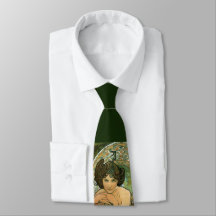 Retro Art Nouveau Alphonse Mucha Emerald Temptress