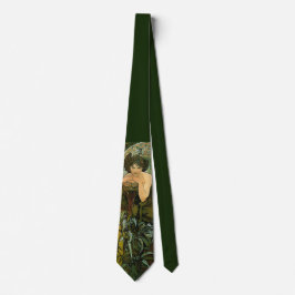 Retro Art Nouveau Alphonse Mucha Emerald Temptress Krawatte