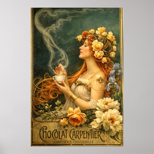 Retro Art Nouveau Chocolate Ad  Poster (Vorne)