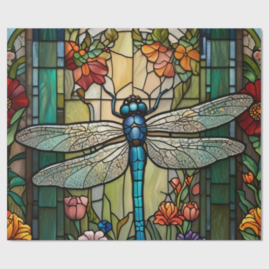 Retro Art Nouveau Dragonfly boho chic Geschenkpapier (Flach)
