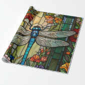 Retro Art Nouveau Dragonfly boho chic Geschenkpapier (Ungerollt)