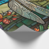 Retro Art Nouveau Dragonfly boho chic Geschenkpapier (Ecke)
