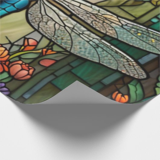 Retro Art Nouveau Dragonfly boho chic Geschenkpapier (Ecke)