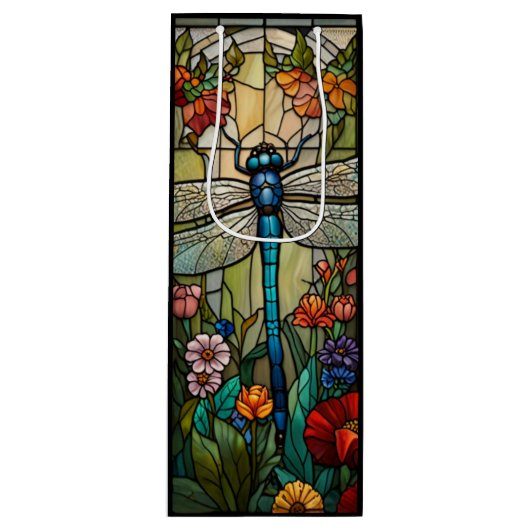 Retro Art Nouveau Dragonfly boho chic Geschenktüte Für Weinflaschen (Vorderseite)