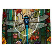 Retro Art Nouveau Dragonfly boho chic Große Geschenktüte (Vorderseite)