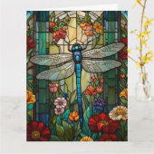 Retro Art Nouveau Dragonfly boho chic Karte (Gelbe Blume)