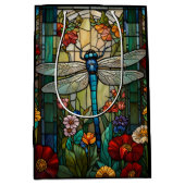 Retro Art Nouveau Dragonfly boho chic Mittlere Geschenktüte (Vorderseite)