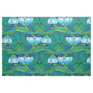 Retro-Art Nouveau Florales Lily-Pad-Muster Stoff