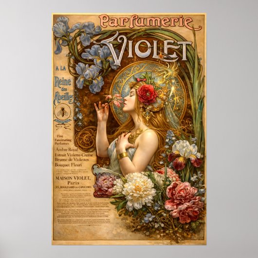 Retro-Art Nouveau französische Parfümwerbung Poster (Vorne)