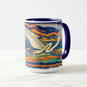 Retro-Art Nouveau-Fries fliegender Flamingos Tasse