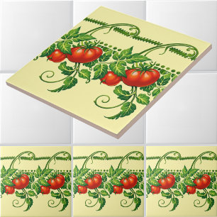 Retro-Art Nouveau-Garten-Tomaten-Friesmuster Fliese