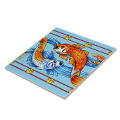 Retro-Art Nouveau-Koi-Fisch-Fries-Muster Fliese (Seite)
