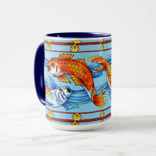 Retro-Art Nouveau Koi-Fisch-Friesmuster Tasse
