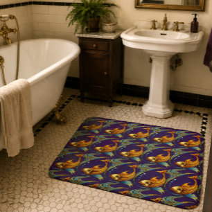 Retro-Art Nouveau Koi-Fisch-Muster Badematte