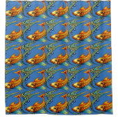 Retro-Art-Nouveau-Koi-Fischmuster Duschvorhang (Vorderseite)