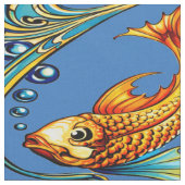 Retro Art Nouveau Koi Fish Pattern Stoff (Nahaufnahme)