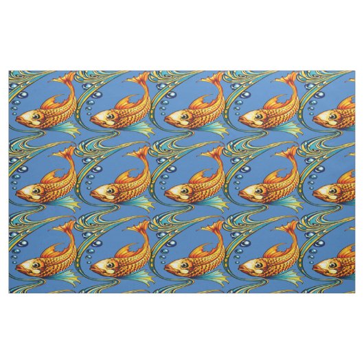 Retro Art Nouveau Koi Fish Pattern Stoff (Fat Quarter (45,7 x 55,9 cm))