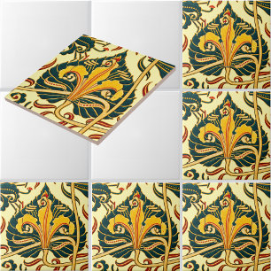 Retro-Art Nouveau-Lilienmuster von Walter Crane Fliese