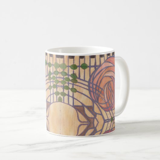 Retro Art Nouveau Mackintosh Stil Design Kaffeetasse (VorderseiteRechts)