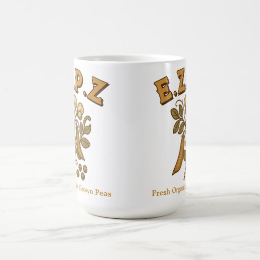 Retro Art Nouveau Pea Pflanze E.Z.P.Z (Easy Peasy) Kaffeetasse (Mittel)