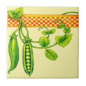Retro Art Nouveau Pea Pods Pattern Frieze Fliese (Vorderseite)