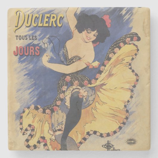 Retro Art Nouveau, Spanischer Flamenco-Tänzer Steinuntersetzer (Vorderseite)
