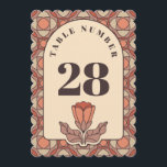 Retro Art Nouveau Wedding Table Number Card Einladung<br><div class="desc">Add a touch of retro sophistication to your wedding reception with this elegant table number. Featuring an Art Nouveau-inspired design and a Mid-Century Modern earth-tone palette, this card helps guide your guests in style. The arched frame and central botanical illustration create an artistic focal point on every table. Total Customization:...</div>