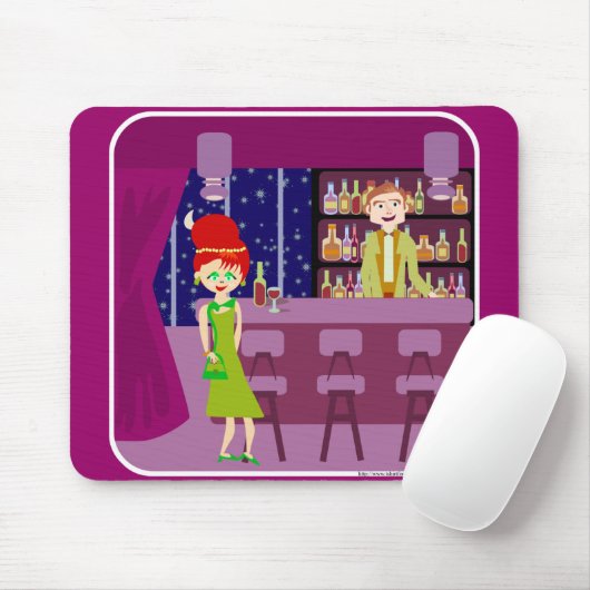 Retro Art Romantik Bar Fun New Orleans Cartoon Mousepad (Mit Mouse)