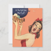 Retro Art-Überraschungs-Party Einladungsballon Einladung (Vorderseite)
