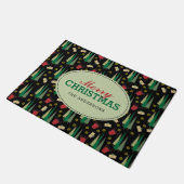 Retro Art-Weihnachtsmuster, personalisiert Fußmatte (Schrägansicht)