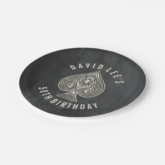 Retro Artistic Ace Poker Custom Party Pappteller (Schrägansicht)