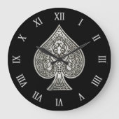 Retro Artistic Poker Ace of Spades Große Wanduhr (Vorderseite)