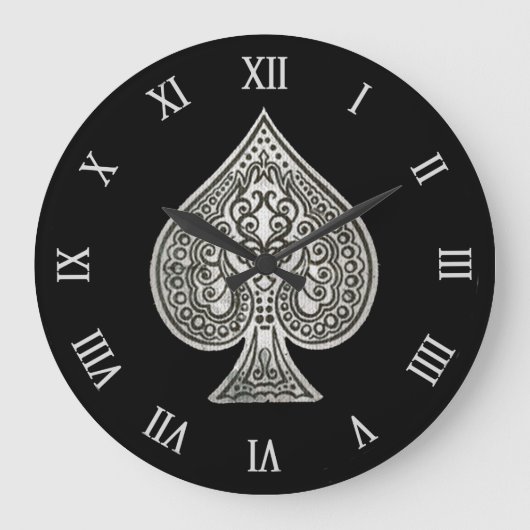 Retro Artistic Poker Ace of Spades Große Wanduhr (Vorderseite)