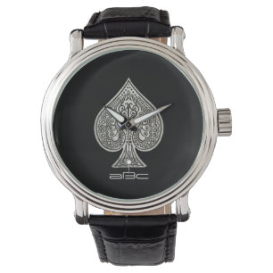 Retro Artistic Poker Ace of Spades Personalisiert Armbanduhr