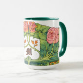 Retro Arts & Crafts oder Craftsman Blumenfries Tasse (VorderseiteRechts)