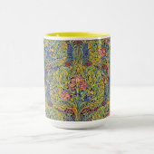 Retro Arts & Crafts style Birds in Trees Pattern Tasse (Zentrum)