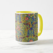 Retro Arts & Crafts style Birds in Trees Pattern Tasse (VorderseiteRechts)