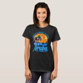 Retro Aruba Caribe Palm Tree Beach Sommerferien T-Shirt (Vorne ganz)